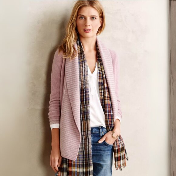 Anthropologie MOTH Draped Lavender Cashmere Cardigan - Picture 2 of 6